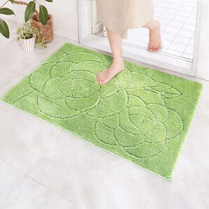 「ローズ柄大判バスマット（バスマット）」｜グリーン