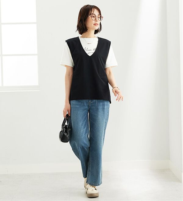 BELLUNA（ベルーナ）の「機能付ジョーゼット素材ベストセットアップ（セットアップ）」｜詳細画像