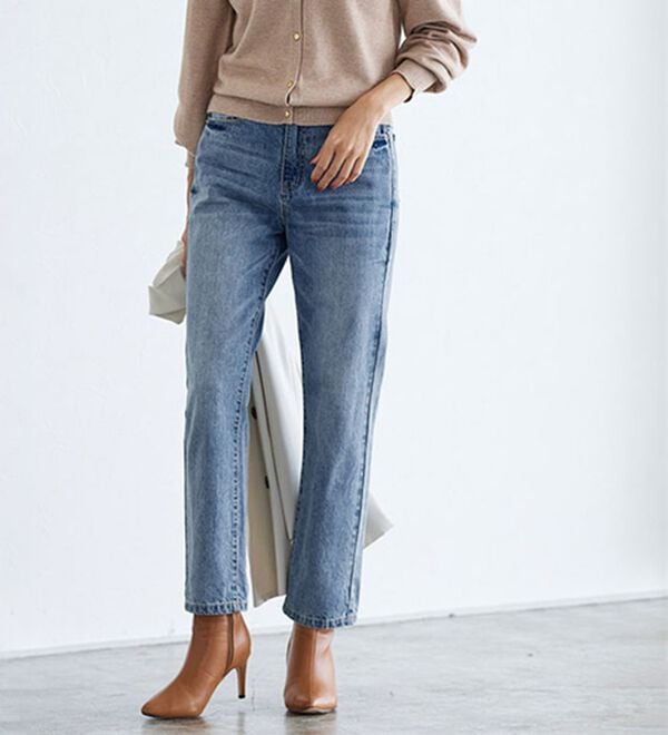 Pierrot（ピエロ）の「【選べる丈】ハイウエストストレートデニム（フルレングスパンツ）」｜詳細画像