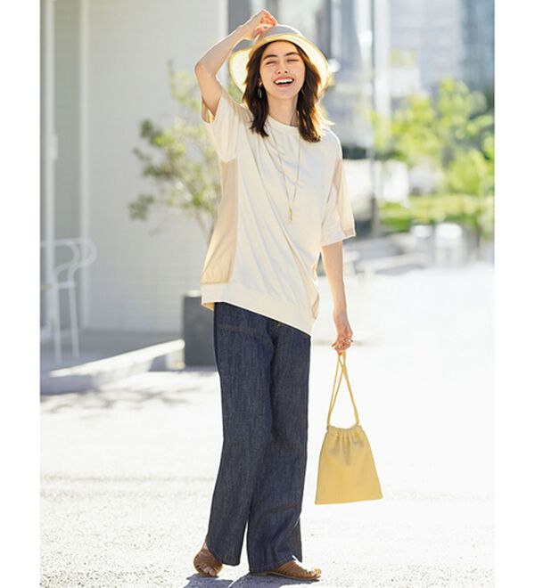 ルフラン（ルフラン）の「【３色組】さらりと着られる異素材切替プルオーバー（カットソー）」｜詳細画像