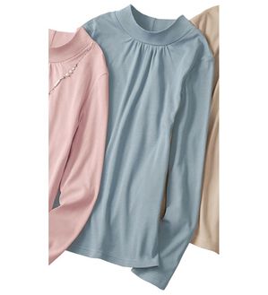 「優しい温もりオーガニックコットンハイネックインナー（肌着・インナーウェア）」｜ブルーグレー
