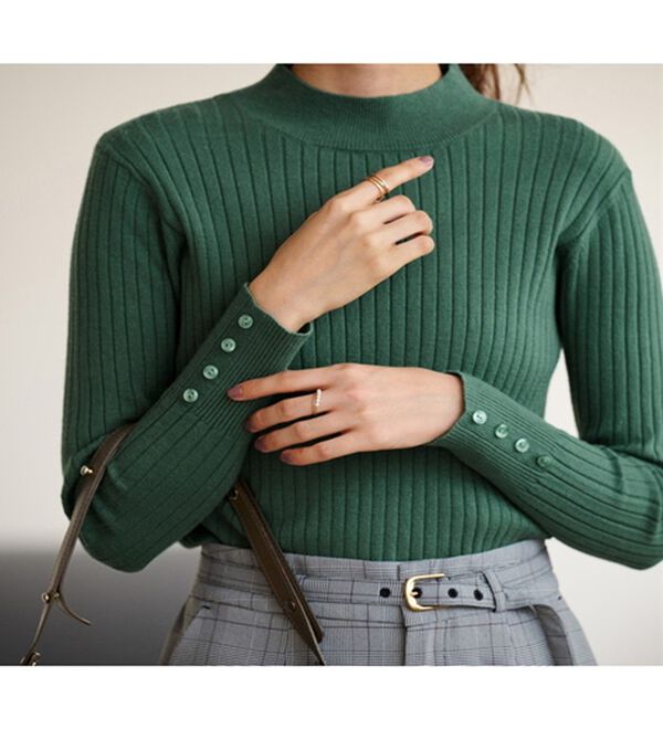 RANAN（ラナン）の「袖ボタンハイゲージニット＜4つの機能付＞（ニット・セーター）」｜詳細画像