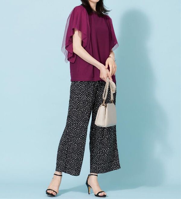 BELLUNA（ベルーナ）の「チュール使いフリル袖プルオーバー（カットソー）」｜詳細画像