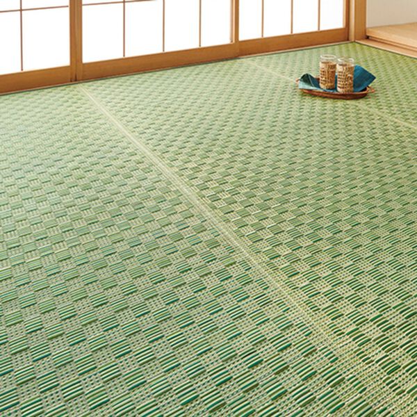 「小さな格子柄がきれいな上敷（い草ラグ）」｜グリーン裏貼なし