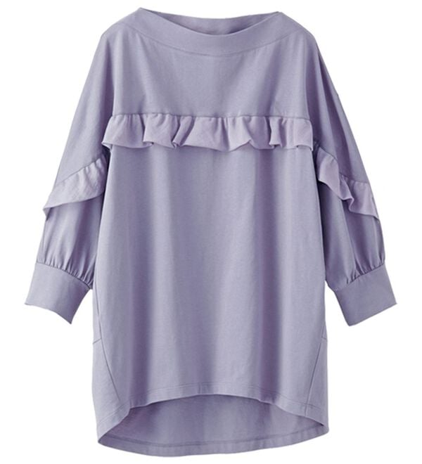 BELLUNA（ベルーナ）の「艶やか綿１００％フリル使いプルオーバー（カットソー）」｜詳細画像