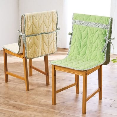 「綿１００％ヘリンボーンキルトチェアカバー同色２枚組（チェアカバー・チェアパッド）」