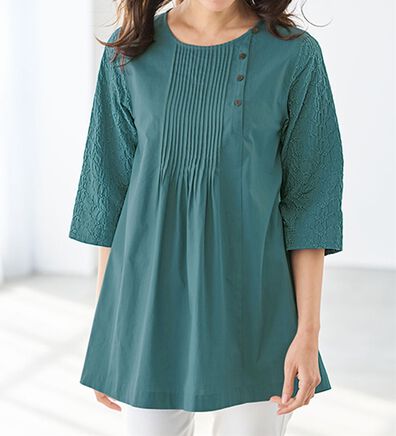 BELLUNA（ベルーナ）の「細見え綿レース使い切替チュニック（チュニック）」