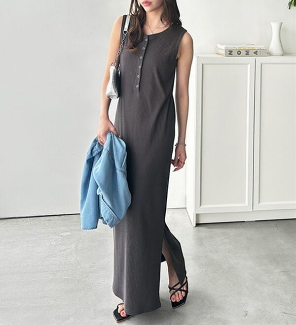 GeeRA（ジーラ）の「全骨格対応！前後２ＷＡＹ細見えタンクワンピース（カットソーワンピース）」｜詳細画像