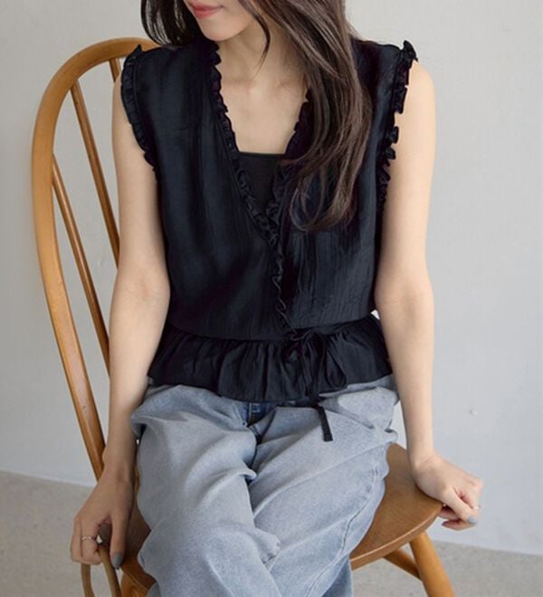 CHAN ME（チャンミ）の「カシュクールフリルブラウス（ブラウス）」｜詳細画像