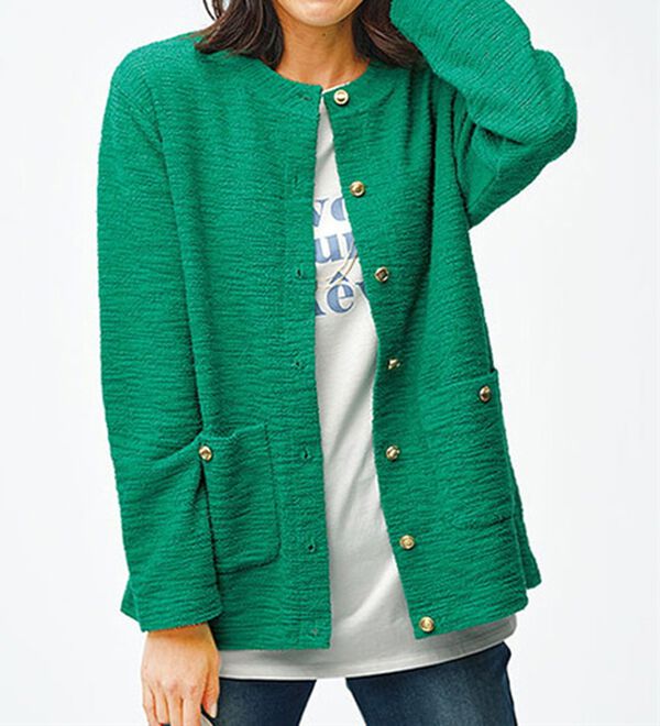 BELLUNA（ベルーナ）の「ラクなのにきちんと見え！カットツイード素材カーディガン（その他カーディガン）」｜詳細画像