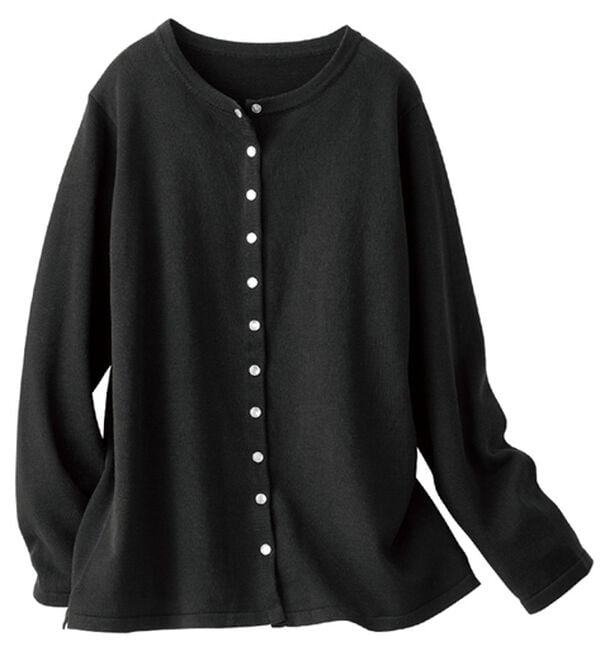 BELLUNA（ベルーナ）の「《ＨｕｇＲｅａｍコットン》ドットボタンニットカーディガン（ニットカーディガン）」｜ブラック