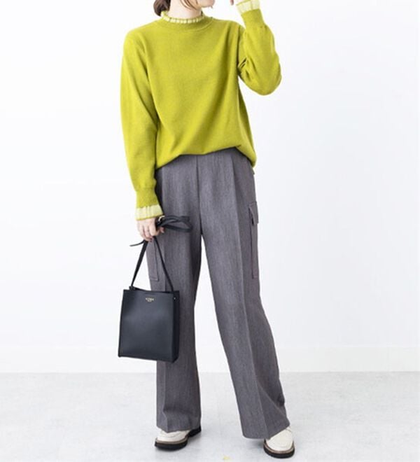 BELLUNA（ベルーナ）の「衿＆袖シアーニット使いプルオーバー（ニット・セーター）」｜詳細画像