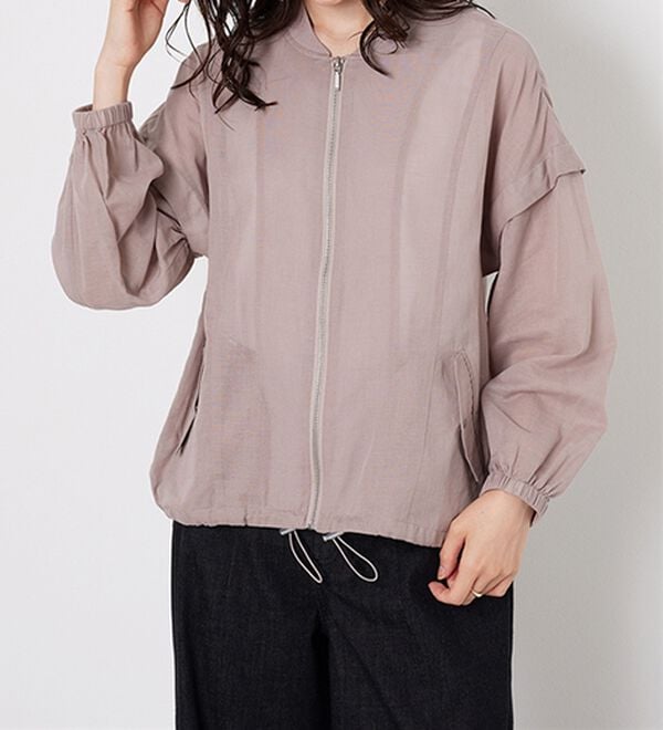 BELLUNA（ベルーナ）の「麻調素材リブ使いシアーブルゾンジャケット（ブルゾン）」｜詳細画像