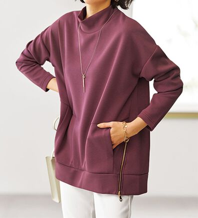 BELLUNA（ベルーナ）の「柔らかとろみ素材裾ジップデザインプルオーバー（カットソー）」