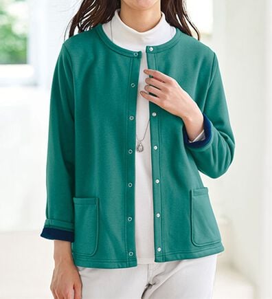 BELLUNA（ベルーナ）の「パチパチしにくい！静電気防止裏フリース配色カーディガン（その他カーディガン）」