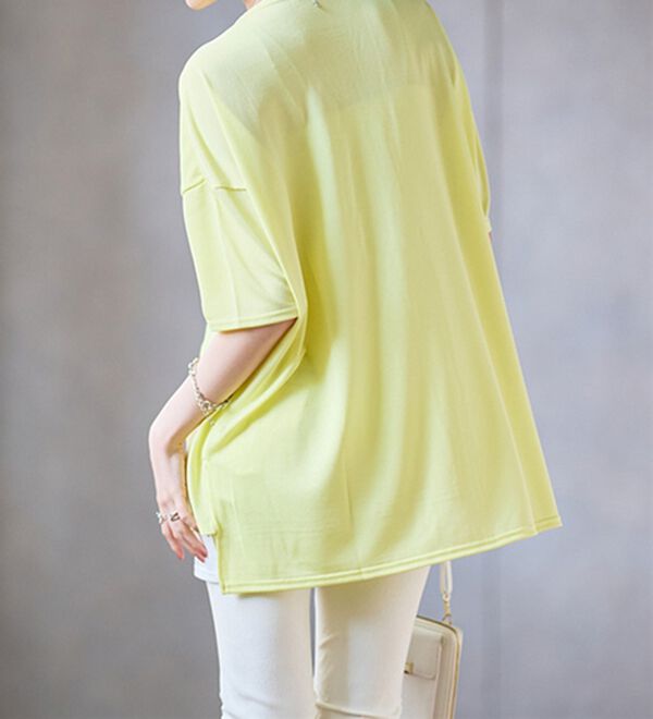 RANAN（ラナン）の「レイヤード風ニットソー半袖チュニック（チュニック）」｜詳細画像