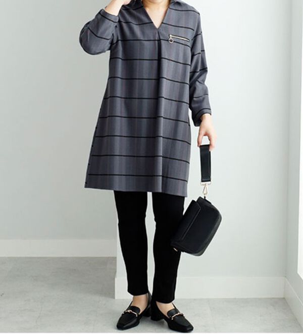 BELLUNA（ベルーナ）の「ジッパー使いスキッパーチュニック（チュニック）」｜詳細画像