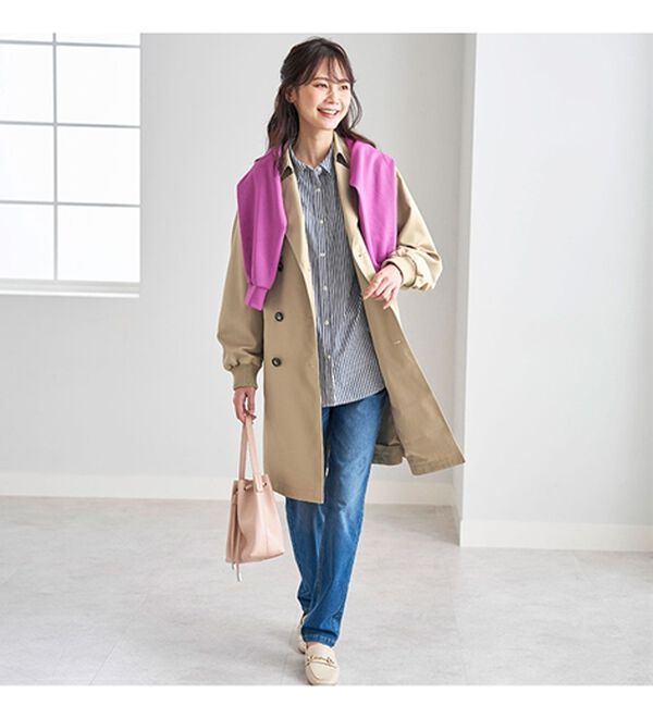 BELLUNA（ベルーナ）の「花粉対策！袖リブ使いトレンチコート（ロングコート）」｜詳細画像