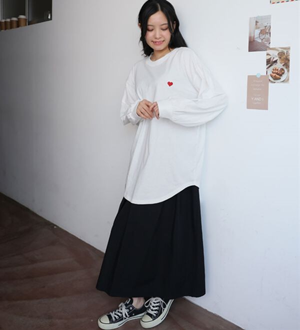 A HAPPY MARILYN（アハッピーマリリン）の「【Ｌ～８Ｌ／選べるデザイン】綿１００％ロングＴシャツ（Tシャツ）」｜詳細画像