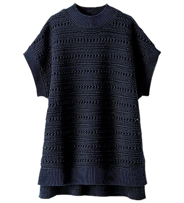 BELLUNA（ベルーナ）の「透かし編ハイネックゆったりニットベスト（ベスト）」｜詳細画像