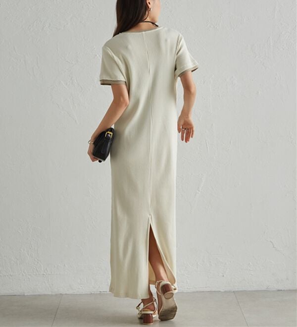 RANAN（ラナン）の「レイヤードヘンリーネックリブワンピース（カットソーワンピース）」｜詳細画像