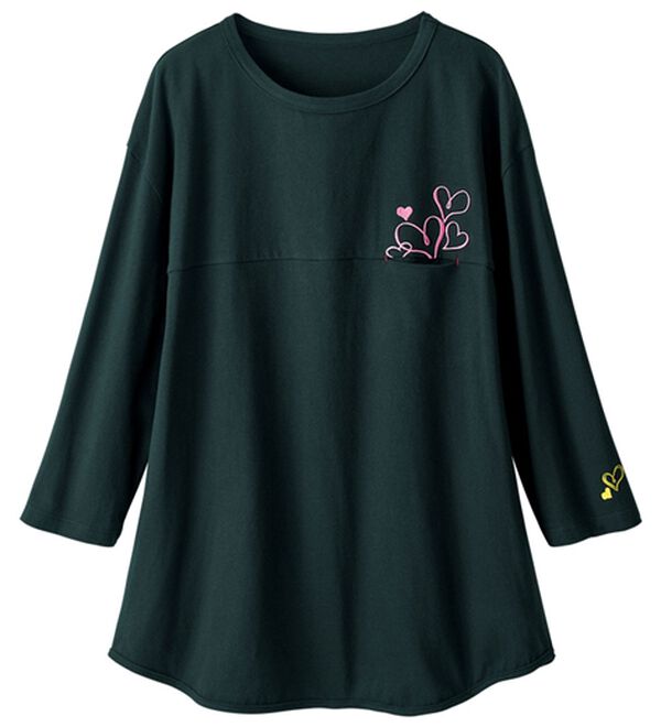 ルフラン（ルフラン）の「綿１００％刺しゅうＴシャツ（Tシャツ）」｜チャコール