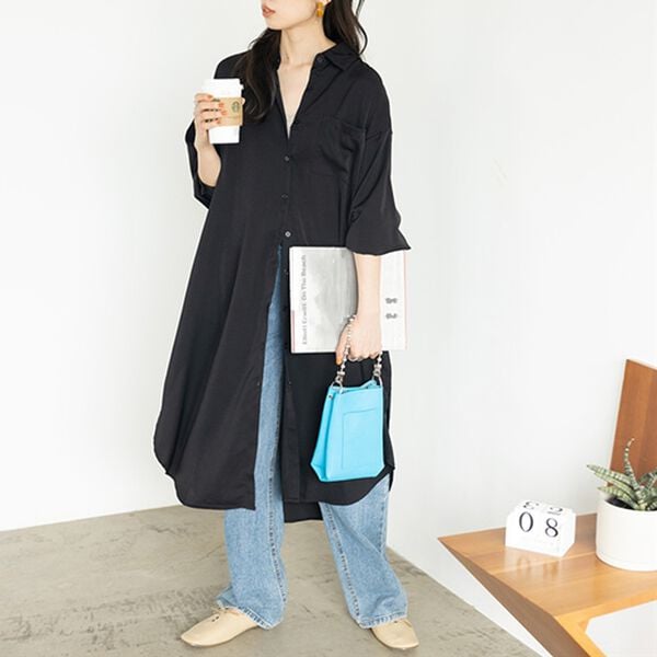 GeeRA（ジーラ）の「スリット入りロングシャツワンピース（シャツワンピース）」｜詳細画像