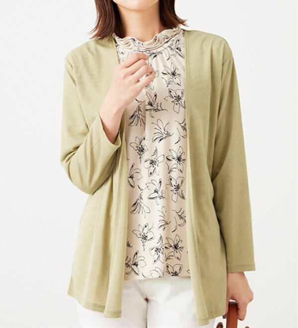 BELLUNA（ベルーナ）の「【2点セット】花柄プルオーバー＆カーデアンサンブル（アンサンブル）」｜詳細画像