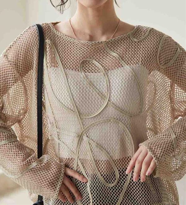 RANAN（ラナン）の「コード刺繍シアーメッシュTシャツ（カットソー）」｜詳細画像