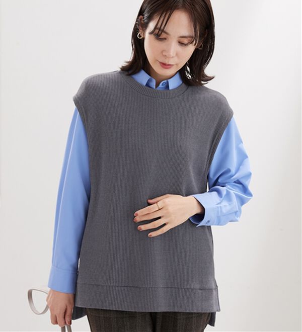 BELLUNA（ベルーナ）の「【新色追加】&ldquo;2点セット&rdquo;あぜ素材ベストアンサンブル（アンサンブル）」｜詳細画像