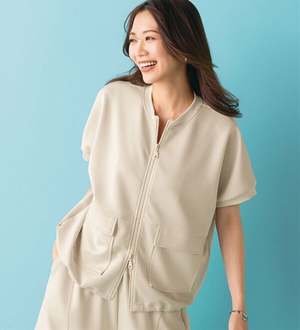 BELLUNA（ベルーナ）の「【ＳＥＪＬ】ダブルジップビックポケットジャケット（パーカー）」｜アイボリー