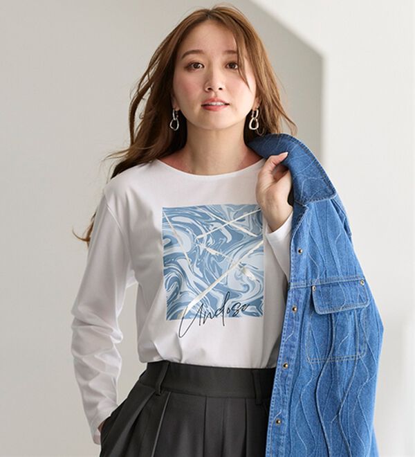 BELLUNA（ベルーナ）の「一枚で着映えるデコラＴ（長袖）（チュニック）」｜詳細画像