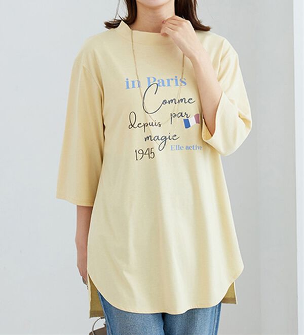 BELLUNA（ベルーナ）の「＜ＥＬＬＥ　Ａｃｔｉｖｅ＞多機能ロゴプリントチュニック（チュニック）」｜詳細画像