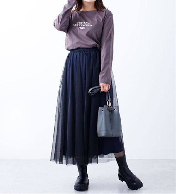 BELLUNA（ベルーナ）の「チュール素材フレアスカート（ロングスカート）」｜詳細画像