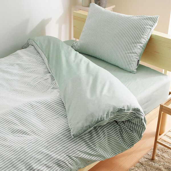 iellio（イエリオ）の「シャンブレー調ストライプカバーリング（敷布団カバー・シーツ）」｜詳細画像