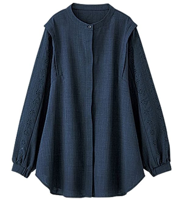 BELLUNA（ベルーナ）の「麻調素材袖刺しゅうデザインブラウス（ブラウス）」｜詳細画像