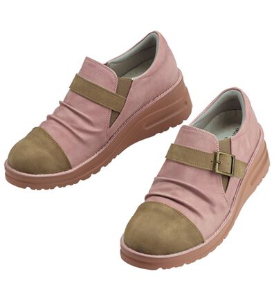 ルフラン（ルフラン）の「サッと履けるはっ水４Ｅ配色ベルトシューズ（フラットシューズ）」