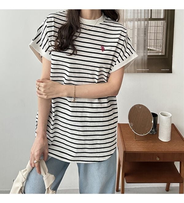 GeeRA（ジーラ）の「【新色追加】【ＵＳ．ＰＯＬＯ．ＡＳＳＮ】綿100％フレンチスリーブＴシャツ（Tシャツ）」｜詳細画像