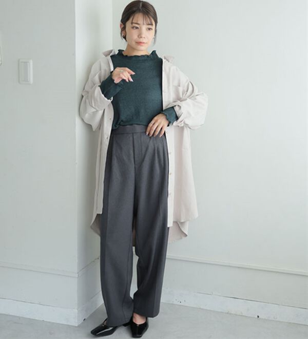 A HAPPY MARILYN（アハッピーマリリン）の「【ＬＬ～６Ｌ】「沿わないネック」で苦しくない。ミルリブ プチハイカットソー（カットソー）」｜詳細画像