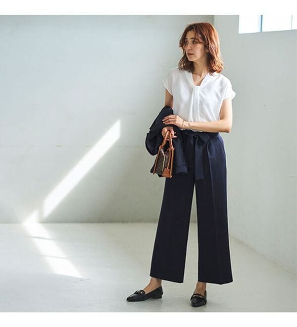 GeeRA（ジーラ）の「【ジャケット+2ボトム】洗えるストレッチ！ジャケット＆ブラウス＆ワイドパンツ＆スカートスーツセット（パンツスーツ）」｜詳細画像