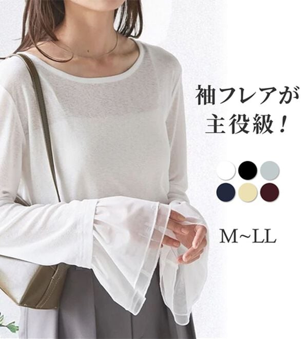 RANAN（ラナン）の「フレアーチュール袖スラブシアーＴ（カットソー）」｜詳細画像