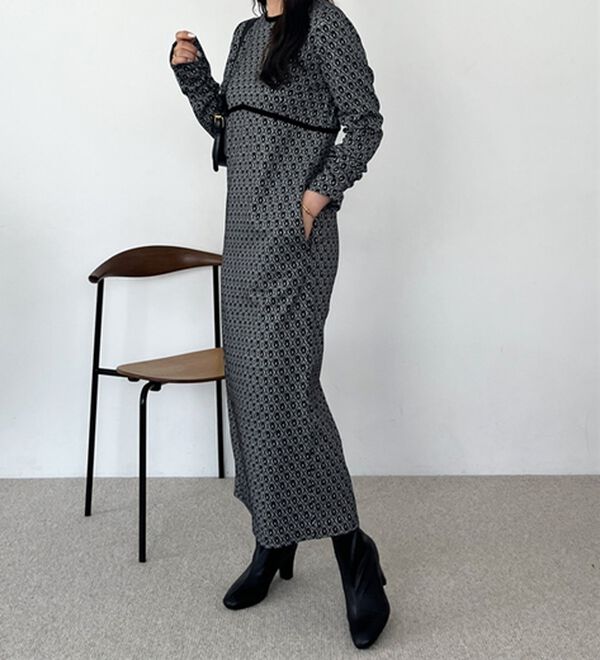 GeeRA（ジーラ）の「フラワージャカードパイピングワンピース（その他ワンピース）」｜詳細画像