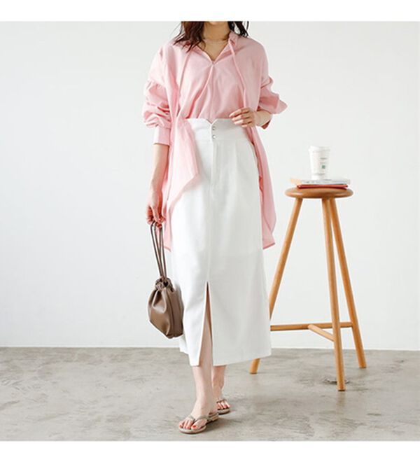 GeeRA（ジーラ）の「リネンタッチハイウエストタイトスカート（ロングスカート）」｜詳細画像