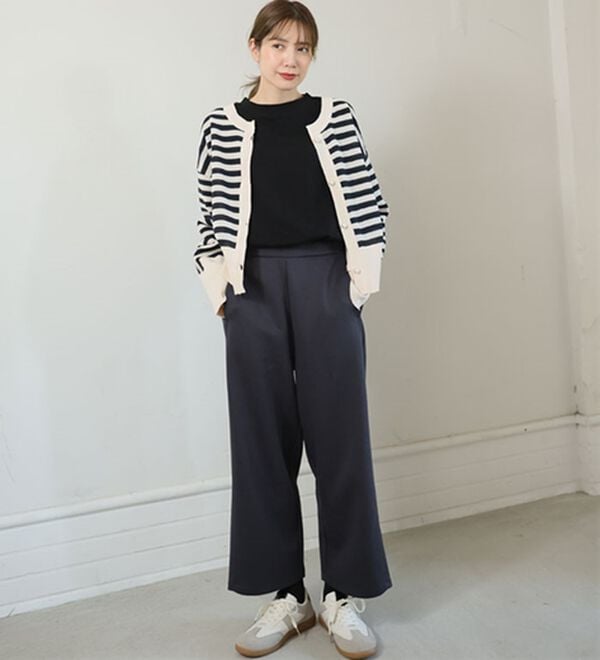 A HAPPY MARILYN（アハッピーマリリン）の「【Ｌ～６Ｌ】丈が選べる 脚痩せ ポンチ カーブパンツ ストレッチ ワイドパンツ（ワイドパンツ・ガウチョ）」｜詳細画像