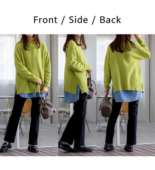 BELLUNA（ベルーナ）の「【快適Ｌａｂ．】洗える＆チクチクしにくい！ウール調ニットプルオーバー（ニット・セーター）」｜詳細画像