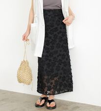 GeeRA（ジーラ）の「フリンジシアージャカードタイトスカート（ロングスカート）」