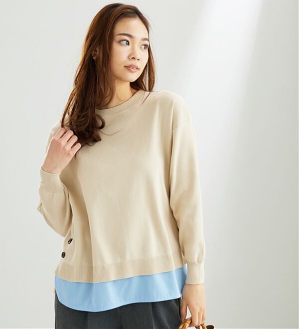 BELLUNA（ベルーナ）の「裾ボタン重ね着風ニットプルオーバー（ニット・セーター）」｜詳細画像