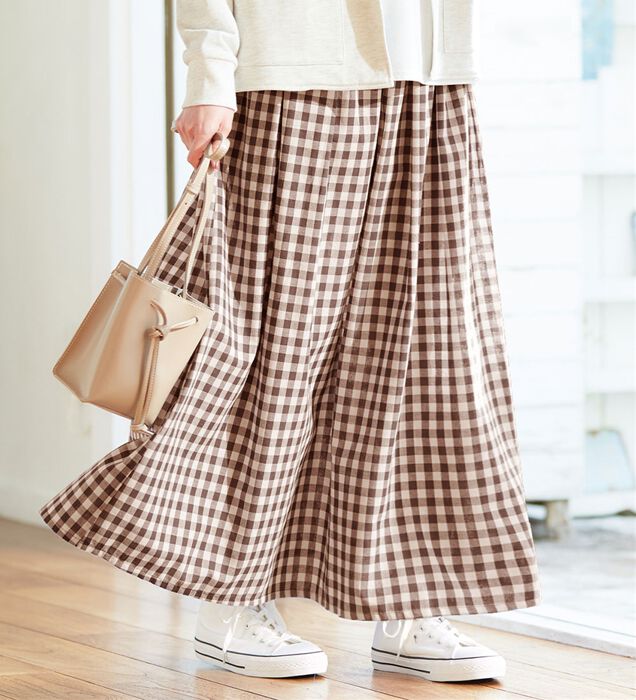 BEARDSLEY ギンガムチェック ギャザースカート BEARDSLEY タフタ