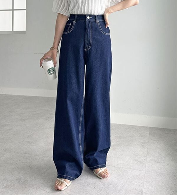 GeeRA（ジーラ）の「ハイウエストストレートデニム（ワイドパンツ・ガウチョ）」｜詳細画像