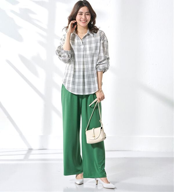 BELLUNA（ベルーナ）の「シャリさら！快適ドロストワイドパンツ（ワイドパンツ・ガウチョ）」｜詳細画像